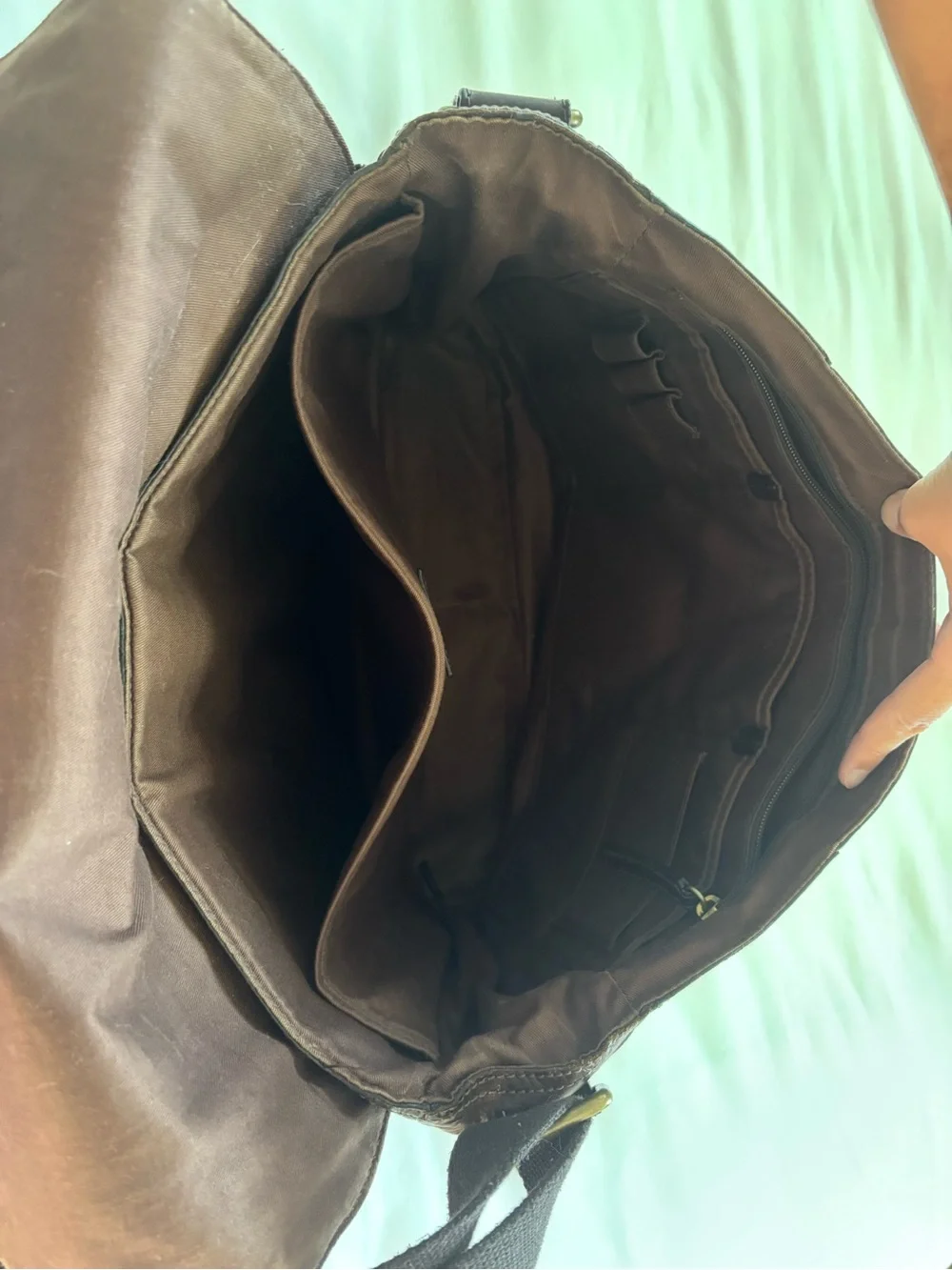 Fossil Dark Brown Leather Messenger Bag with Adjustable Strap